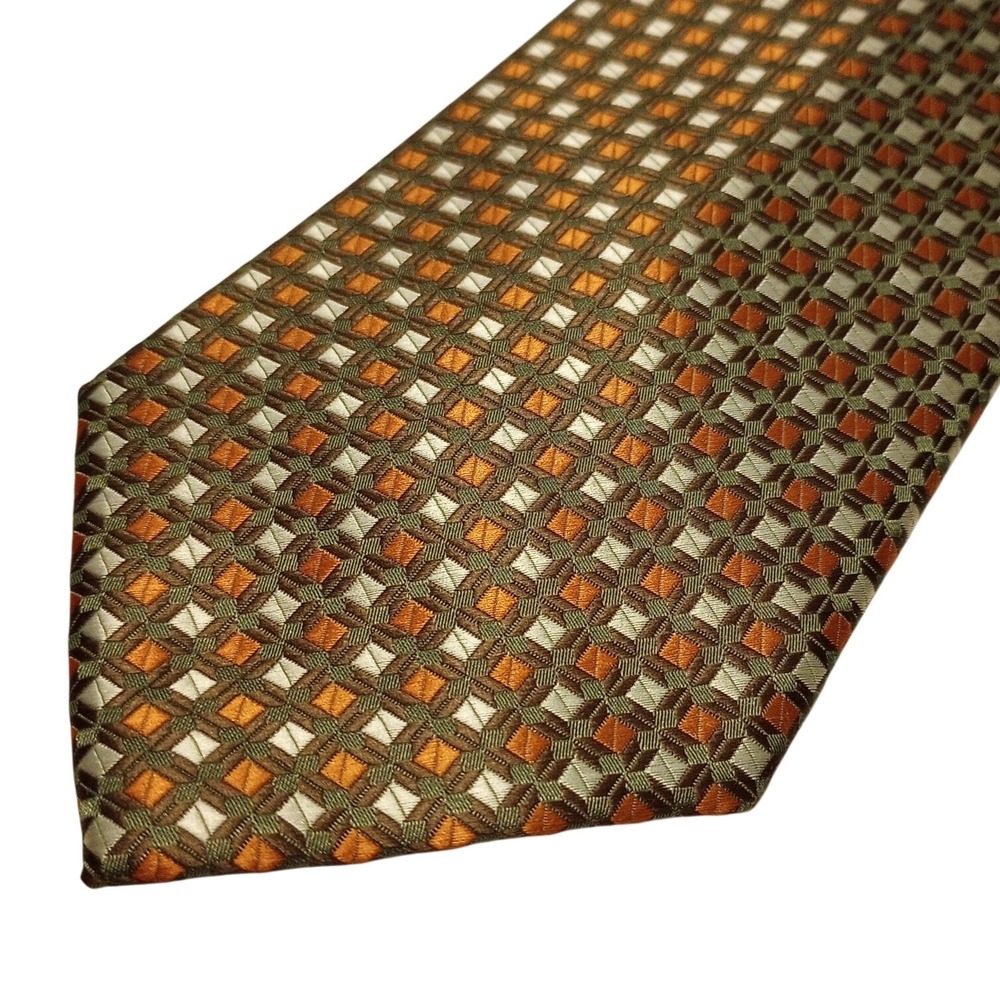 Van‎ Heusen Men's Geometric Pattern Necktie Orange Tan Polyester Blend Formal